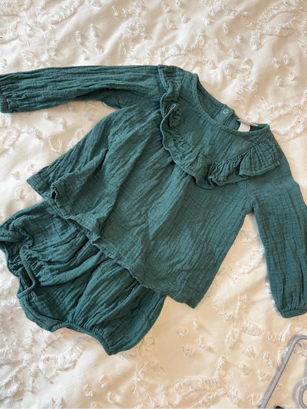18m Cat & Jack Teal Green Ruffle Top with Matching Bloomers